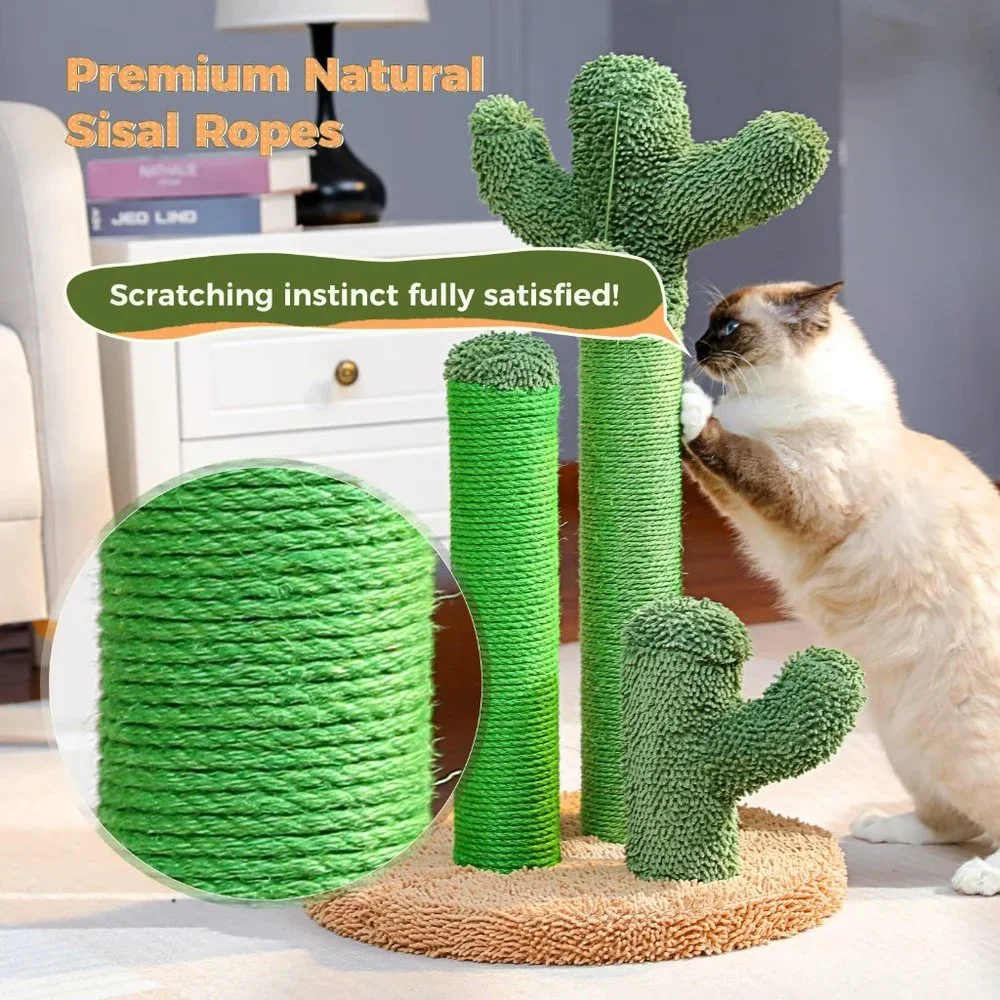 Cat Scratching Post Cactus Cat Scratcher Featuring with 3 Scratching Poles